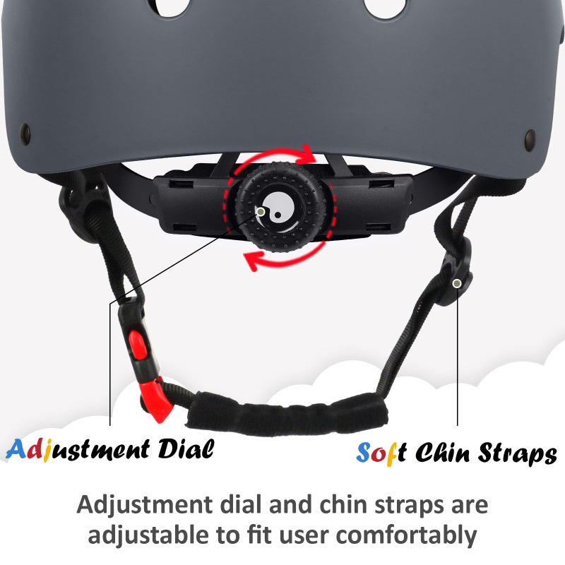 Ouwoer Kids Bike Helmet, Adjustable and Multi-Sport, from Toddler to Youth, 3 Sizes (Gray) - Image 3